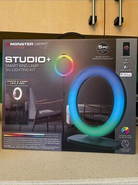 Monster Studio+ Smart Ring Lamp - 5 pc lighting kit NIB - Multi Color